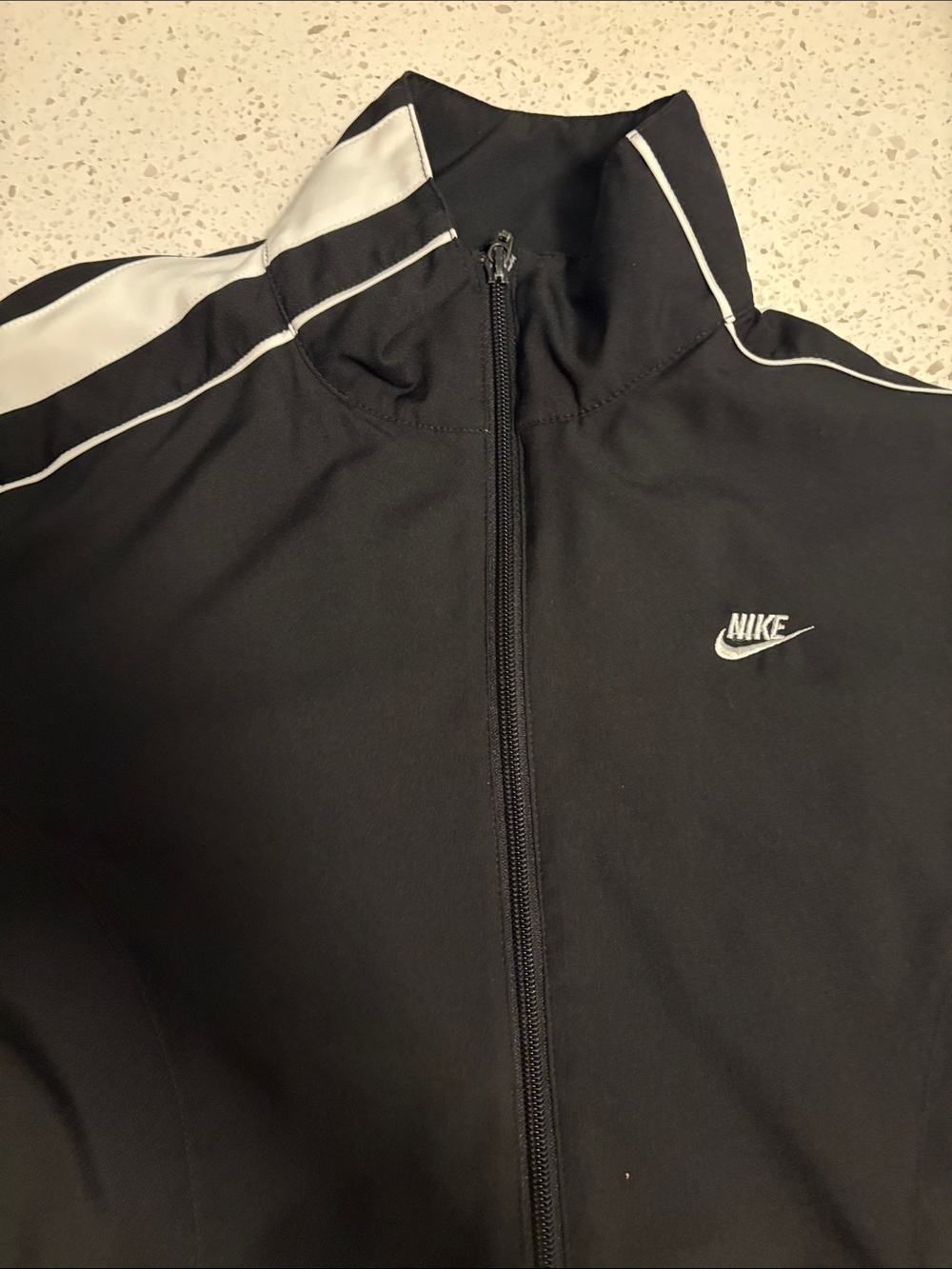 Nike Black Track Jacket with White Trim and Logo